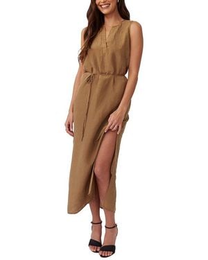 Bella Dahl Sleeveless Belted Linen-Blend Maxi Dress - Brown