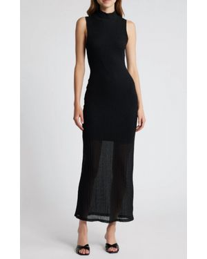 FRAME Mesh Mockneck Dress - Black