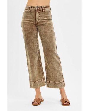 Risen High Rise Crop Straight Corduroy Pants - Natural