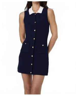 French Connection Bennet Rib Knit Contrast Mini Dress - Blue