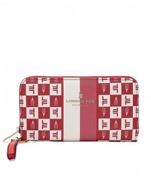 London Fog Adalia Signature Zip Around Wallet - Red