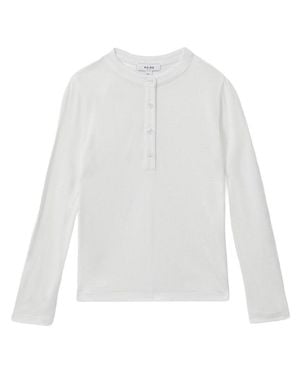 Reiss Button Through Jersey Top - White
