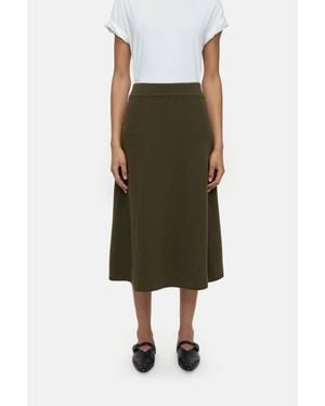 Closed A-Line Knitted Skirt - Green