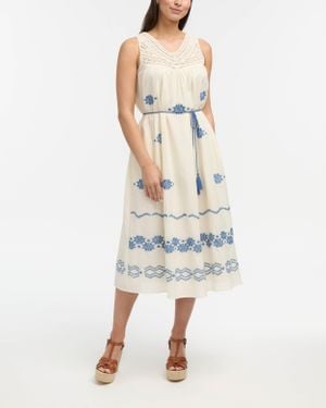 Ellen Tracy Crochet Embroidered Maxi Dress - White
