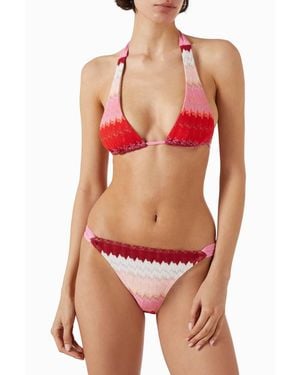 PQ Swim Eleanor Halter Bikini Top & High Waist Bikini Bottom Set - Red
