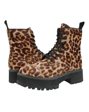 FARYL by Farylrobin Cammy Leopard Print Faux Leather Boots Jobb1080 - Brown