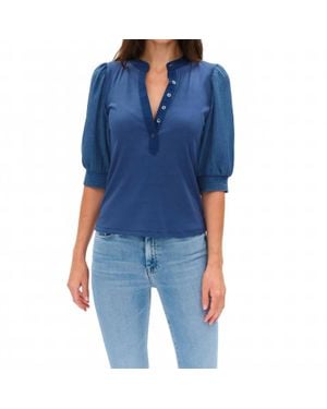 Six Fifty Marina Mixed Media Top - Blue