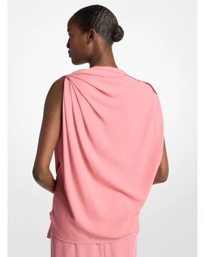 Michael Kors Wool Crepe Draped Blouse - Pink
