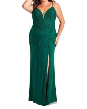 Faviana Long Tulle Prom Dress - Green