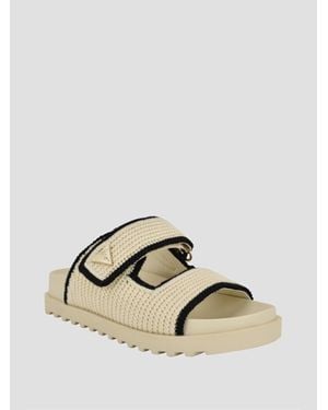 GUESS＊Fadenna Crochet Knit Double Band Footbed Sandals GUESS Women's Fadenna Crochet Knit Double Band Footbed