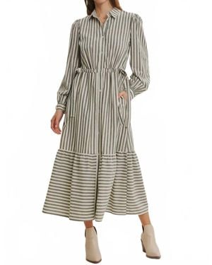 In February Bostyn Stripe Long Sleeve Maxi Dress - Green