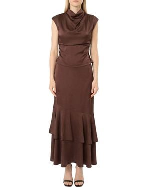 AREA STARS Solid Tulip Hem Skirt - Brown