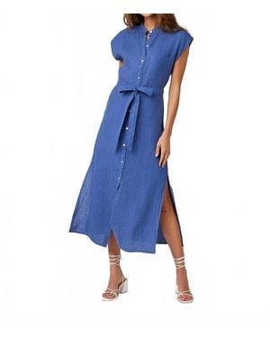 Bella Dahl Cap Sleeve Button Front Midi Dress - Blue