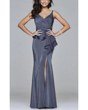Faviana Tank Long Dress With Peplum - Blue