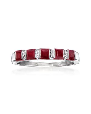Ross-Simons Ruby Ring With Diamond Accents - Red