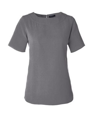 Devon & Jones Perfect Fit Boat Neck Blouse - Gray