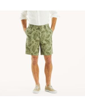 Nautica 8.5" Printed Pleated Linen Short - Green