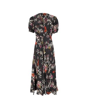 Saloni Lea Floral-Print Midi Dress - Black