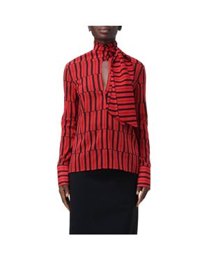 Ferragamo Stripe Print Long-Sleeved Blouse, Brand Size 46 Us - Red