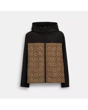 COACH Signature Full Zip Windbreaker - Brown