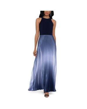 Betsy & Adam Ombre Pleated Evening Dress - Blue