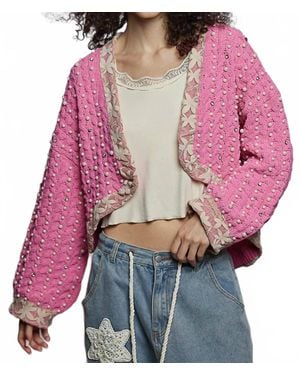 Pol Pearl Petals Cardigan - Red