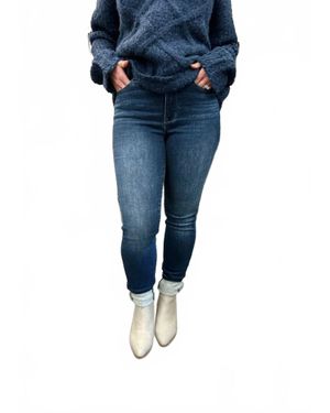 Judy Blue Mid Rise Thermal Skinny Jeans - Blue