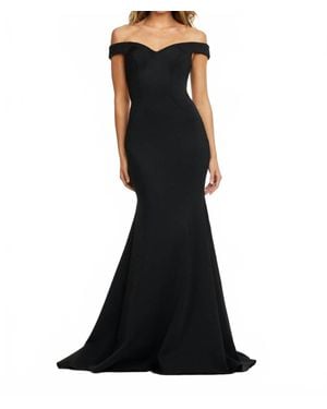Ashley Lauren Criss-Cross Back Off The Shoulder Gown - Black