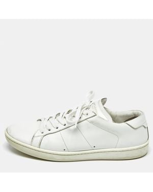 Saint Laurent Size 40 Leather Lace Up Sneakers - White