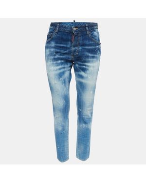 DSquared² Washed & Distressed Denim Skinny Dan Jeans - Blue
