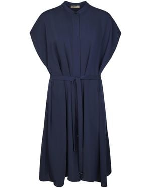 Herno Flowing Dress With High Neckline - Blue