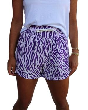 Meripex Apparel Crazy For Tigers High Waistband Gameday Shorts - Blue