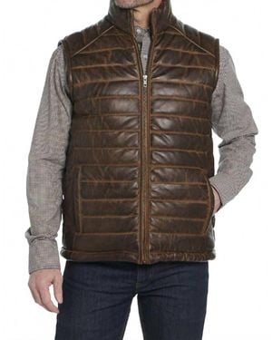 Cripple Creek Antique Leather Quilt Stitched Vest - Brown