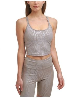 Calvin Klein Printed Strappy-Back Tank Top - Gray