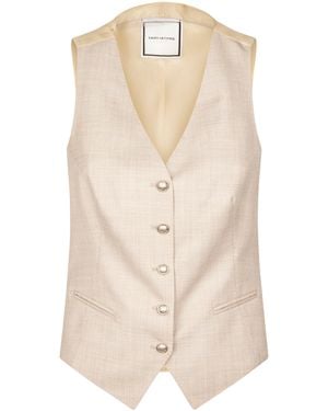 Tagliatore Sleeveless Tailored Vest With Ornate Metallic Buttons - Natural