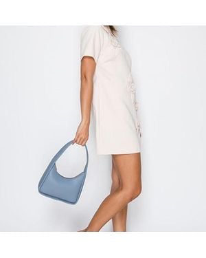 Bariq Small Minimalist Shoulder Bag For Faux Leather Underarm Purse, Chic Top Handle Handbag For Everyday - White