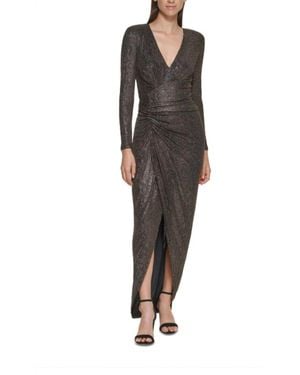 Vince Camuto Shimmer Long Sleeve Gown - Black