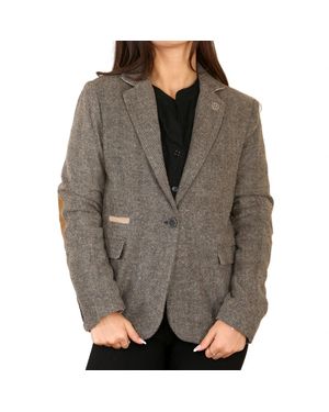 TruClothing Tweed Herringbone Blazer Wool Acrylic Blend - Gray