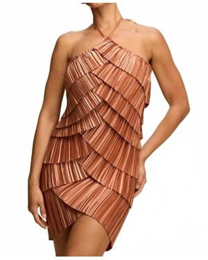 Luxxel Chloe Pleated Layered Mini Dress - Orange