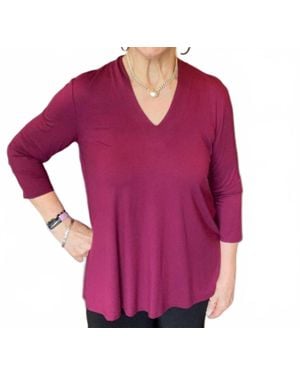 Pure Essence Being Pretty V-Neck Long Sleeve Top - Purple