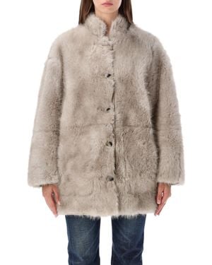 Urbancode Faux Fur Button-Front Coat - Natural