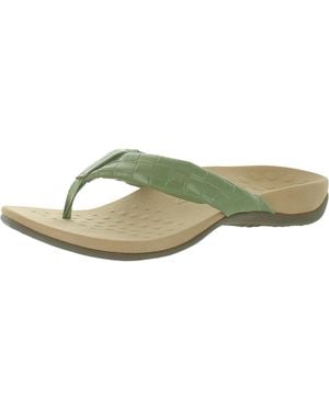 Vionic Layne Patent Slip On Thong Sandals - Green
