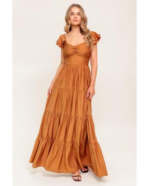 TRUEDAMES Summer Milk Rust Woven Maxi Dress - Orange