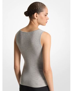 Michael Kors Bette Cashmere Scoopneck Tank - Gray