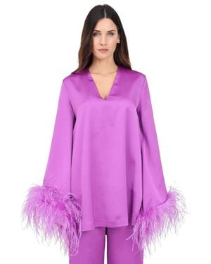 alma sanchez Long Satin Blouse - Purple