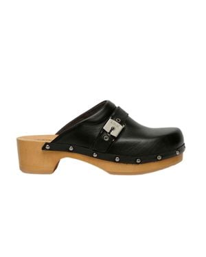 Scholl Classic Retro Clog With Iconic Metal Buckle - Black