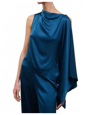 STAUD Sabina Silk Top - Blue