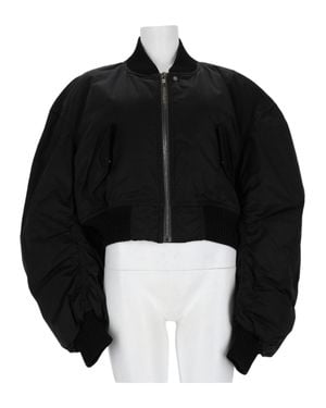 Rick Owens Cropped Jacket With Voluminous Ruched Sleeves - Black