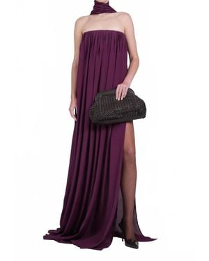 NonChalant Label Marlow Strapless Chiffon Maxi Dress - Purple