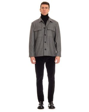 Lardini Refined Wool-Cashmere Overshirt With Exclusive Pattern - Gray